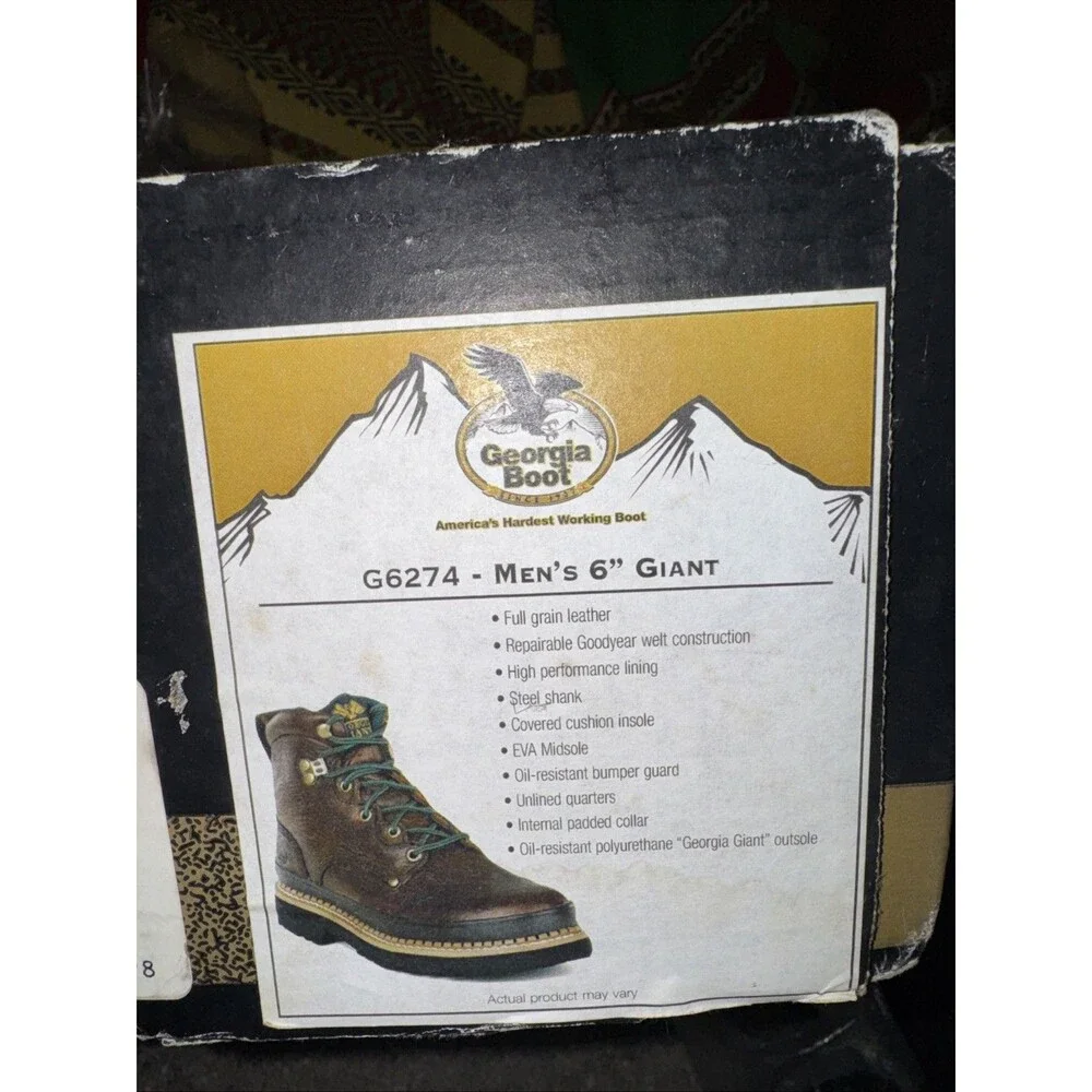 Georgia 6” Giant Work Boot G6274 Size 9.5 Wide Leather Cushion Insole Brown